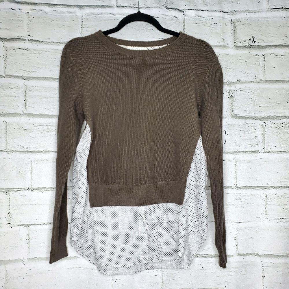 Treasure & Bond olive green sweater blouse hem